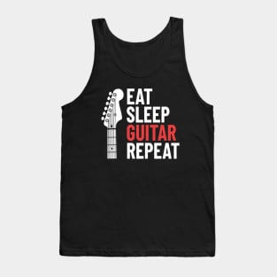 Eat Sleep Guitar Repeat Electric Guitar Headstock Dark Theme Tank Top